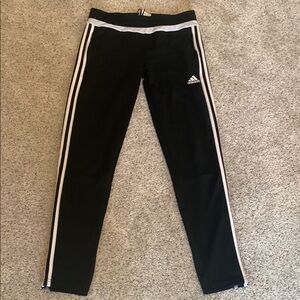 Adidas Black and White Track Pants with Signature Stripes